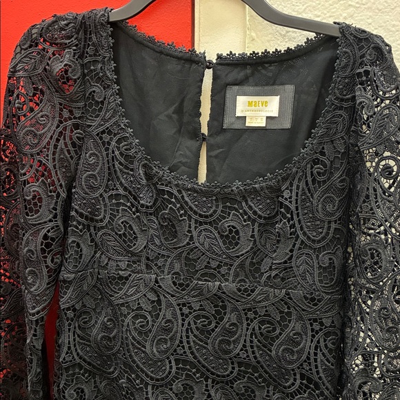 Anthropologie Maeve Embroidered Lace Mini Dress Long Sleeves Cocktail Sz 2 - Picture 4 of 7